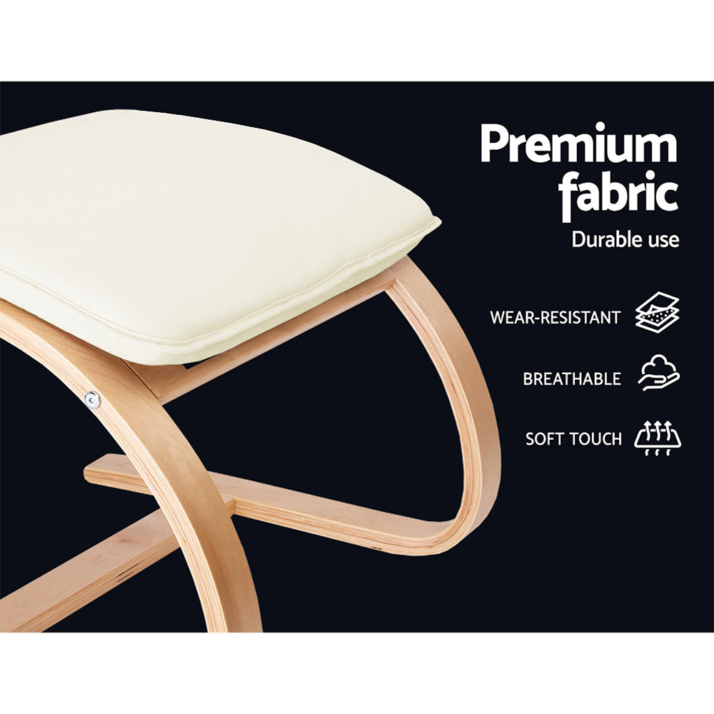 Artiss Wooden Armchair with Foot Stool - Beige-Furniture &gt; Living Room - Peroz Australia - Image - 7