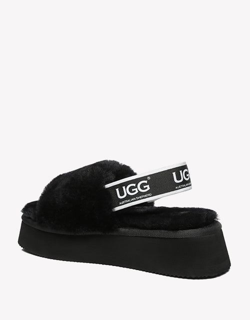 Australian Shepherd AS UGG Women High Platform Fluffy Slides Poppin-Slides-PEROZ Accessories