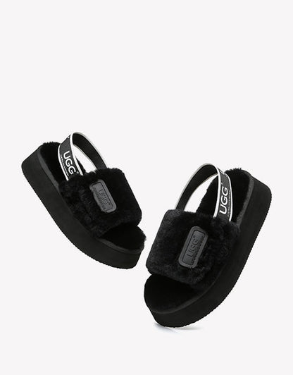 Australian Shepherd AS UGG Women High Platform Fluffy Slides Poppin-Slides-PEROZ Accessories