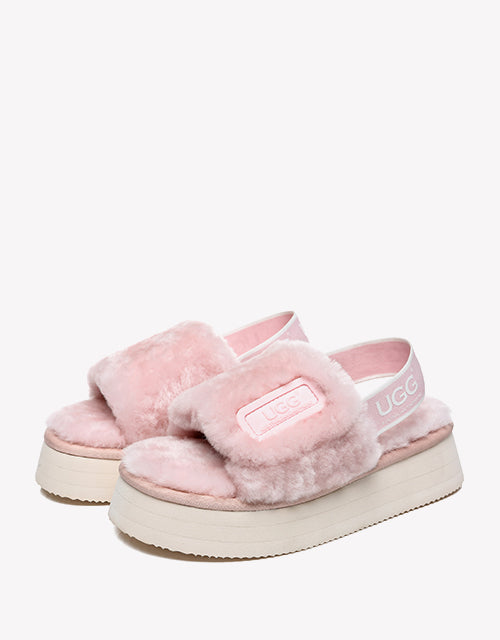 Australian Shepherd AS UGG Women High Platform Fluffy Slides Poppin-Slides-PEROZ Accessories