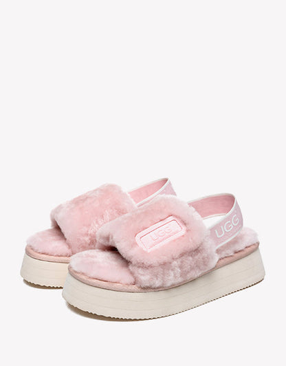 Australian Shepherd AS UGG Women High Platform Fluffy Slides Poppin-Slides-PEROZ Accessories