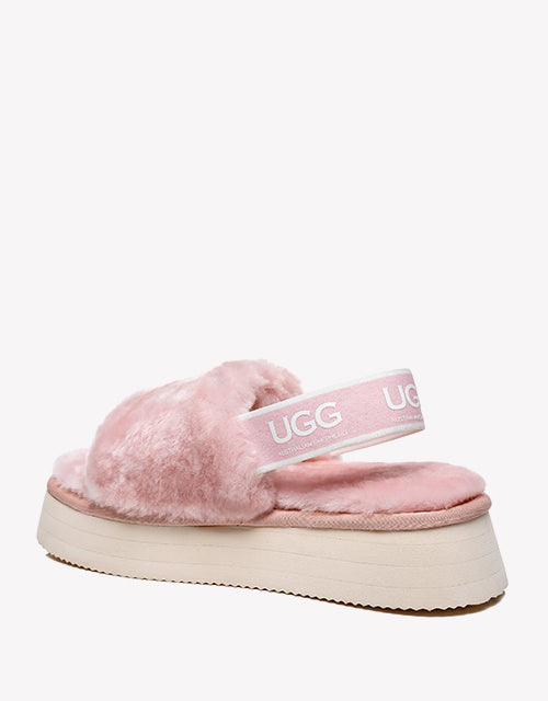 Australian Shepherd AS UGG Women High Platform Fluffy Slides Poppin-Slides-PEROZ Accessories