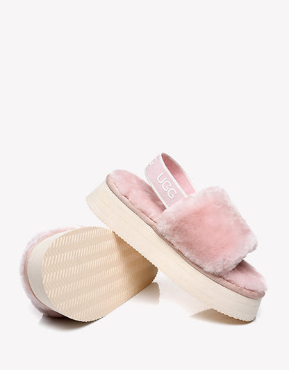 Australian Shepherd AS UGG Women High Platform Fluffy Slides Poppin-Slides-PEROZ Accessories