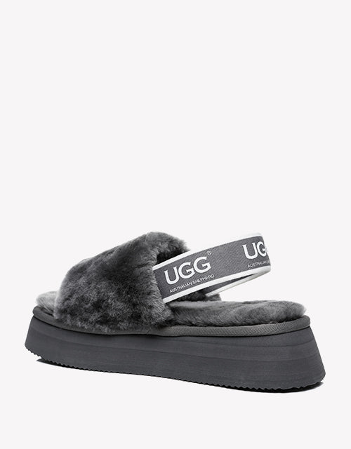 Australian Shepherd AS UGG Women High Platform Fluffy Slides Poppin-Slides-PEROZ Accessories