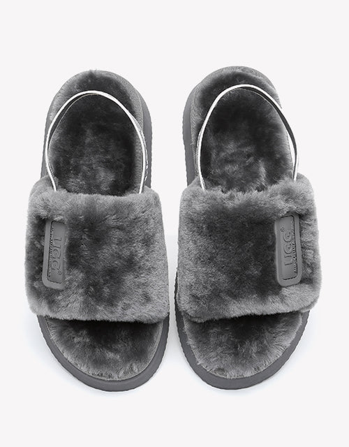 Australian Shepherd AS UGG Women High Platform Fluffy Slides Poppin-Slides-PEROZ Accessories