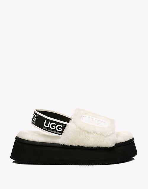 Australian Shepherd AS UGG Women High Platform Fluffy Slides Poppin-Slides-PEROZ Accessories