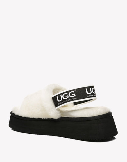 Australian Shepherd AS UGG Women High Platform Fluffy Slides Poppin-Slides-PEROZ Accessories