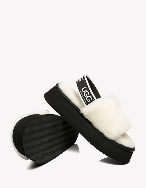 Australian Shepherd AS UGG Women High Platform Fluffy Slides Poppin-Slides-PEROZ Accessories