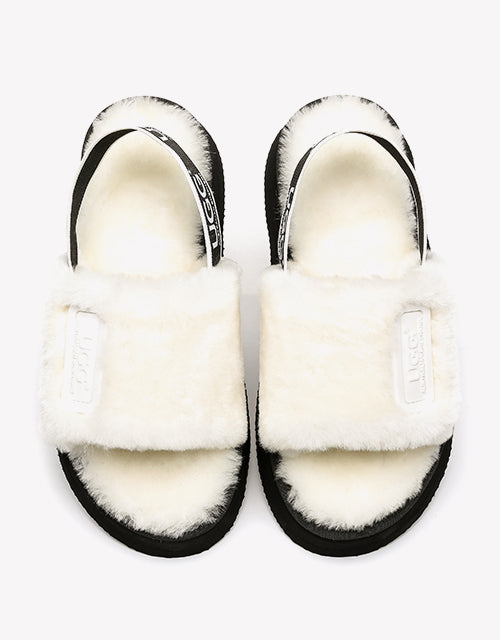 Australian Shepherd AS UGG Women High Platform Fluffy Slides Poppin-Slides-PEROZ Accessories