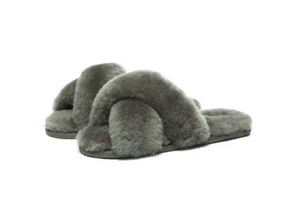 UGG Australian Shepherd Fluffy Crossover Slides Linty Limited Edition Sheepskin-Slides-PEROZ Accessories