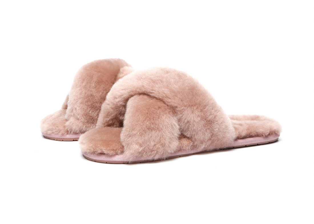 UGG Australian Shepherd Fluffy Crossover Slides Linty Limited Edition Sheepskin-Slides-PEROZ Accessories