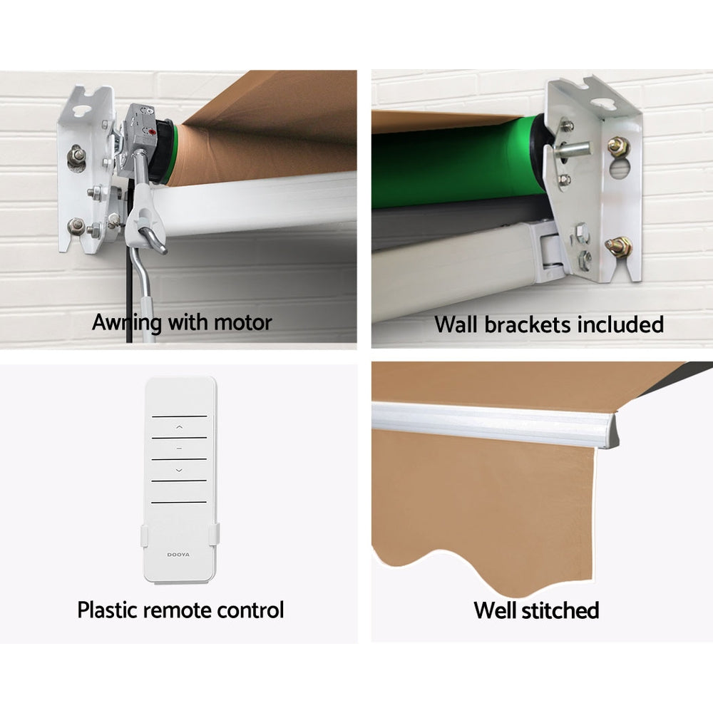 Instahut Retractable Folding Arm Awning Motorised Sunshade 4Mx2.5M Beige-Home &amp; Garden &gt; Shading-PEROZ Accessories