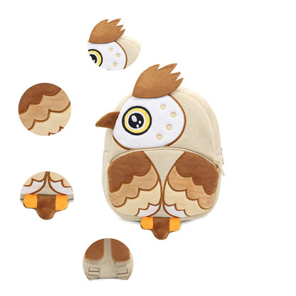 Anykidz 3D Apricot Owl Brown Kids School Backpack Cute Cartoon Animal Style Children Toddler Plush Bag Perfect Accessories For Boys and Girls-Backpacks-PEROZ Accessories