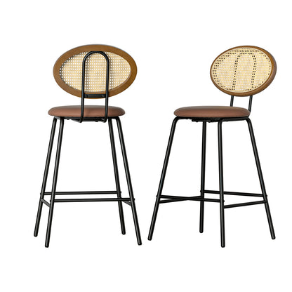 Artiss Bar Stools Kitchen Stool Metal Counter Dining Chair Rattan Barstools x2-Furniture &gt; Bar Stools &amp; Chairs-PEROZ Accessories