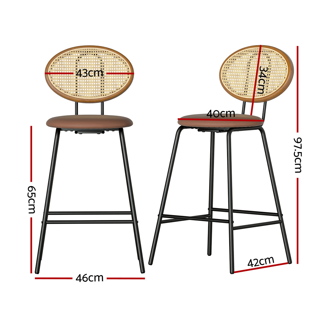 Artiss Bar Stools Kitchen Stool Metal Counter Dining Chair Rattan Barstools x2-Furniture &gt; Bar Stools &amp; Chairs-PEROZ Accessories