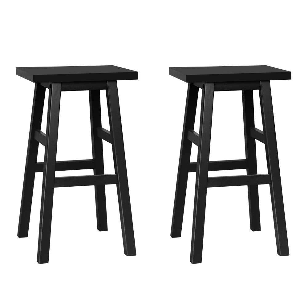 Artiss Set of 2 Beech Wood Bar Stools - Black-Bar Stools-PEROZ Accessories