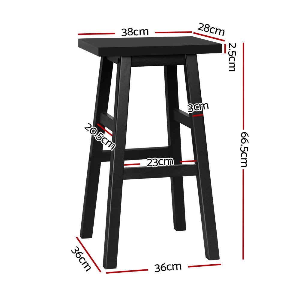 Artiss Set of 2 Beech Wood Bar Stools - Black-Bar Stools-PEROZ Accessories