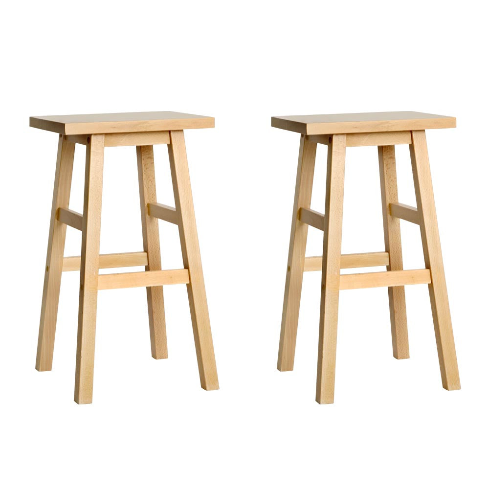 Artiss Set of 2 Beech Wood Bar Stools - Natural-Bar Stools-PEROZ Accessories