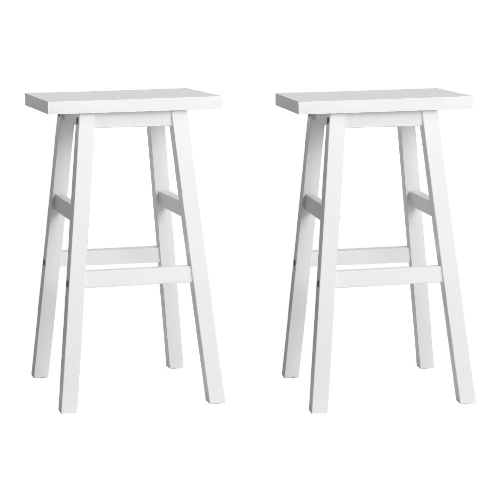 Artiss Set of 2 Beech Wood Bar Stools - White-Bar Stools-PEROZ Accessories