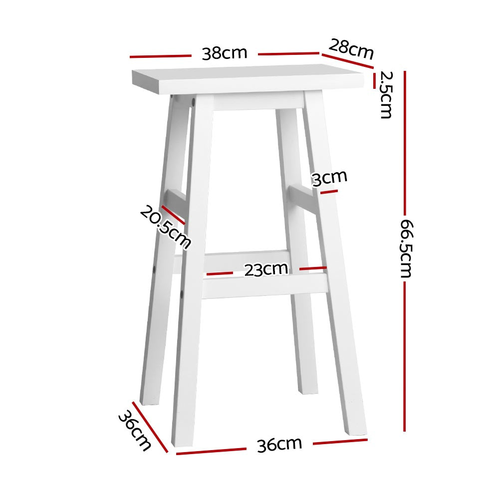 Artiss Set of 2 Beech Wood Bar Stools - White-Bar Stools-PEROZ Accessories