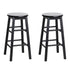 Artiss Set of 2 Beech Wood Backless Bar Stools - Black-Bar Stools-PEROZ Accessories