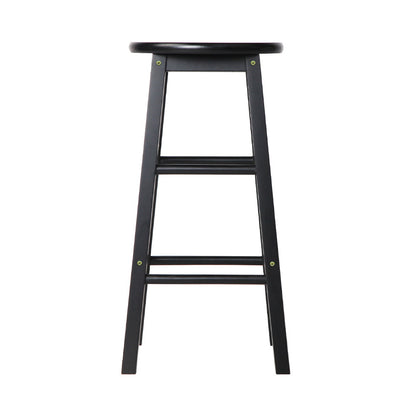 Artiss Set of 2 Beech Wood Backless Bar Stools - Black-Bar Stools-PEROZ Accessories