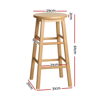 Artiss Set of 2 Beech Wood Backless Bar Stools - Natural-Bar Stools-PEROZ Accessories