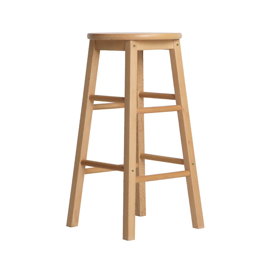 Artiss Set of 2 Beech Wood Backless Bar Stools - Natural-Bar Stools-PEROZ Accessories