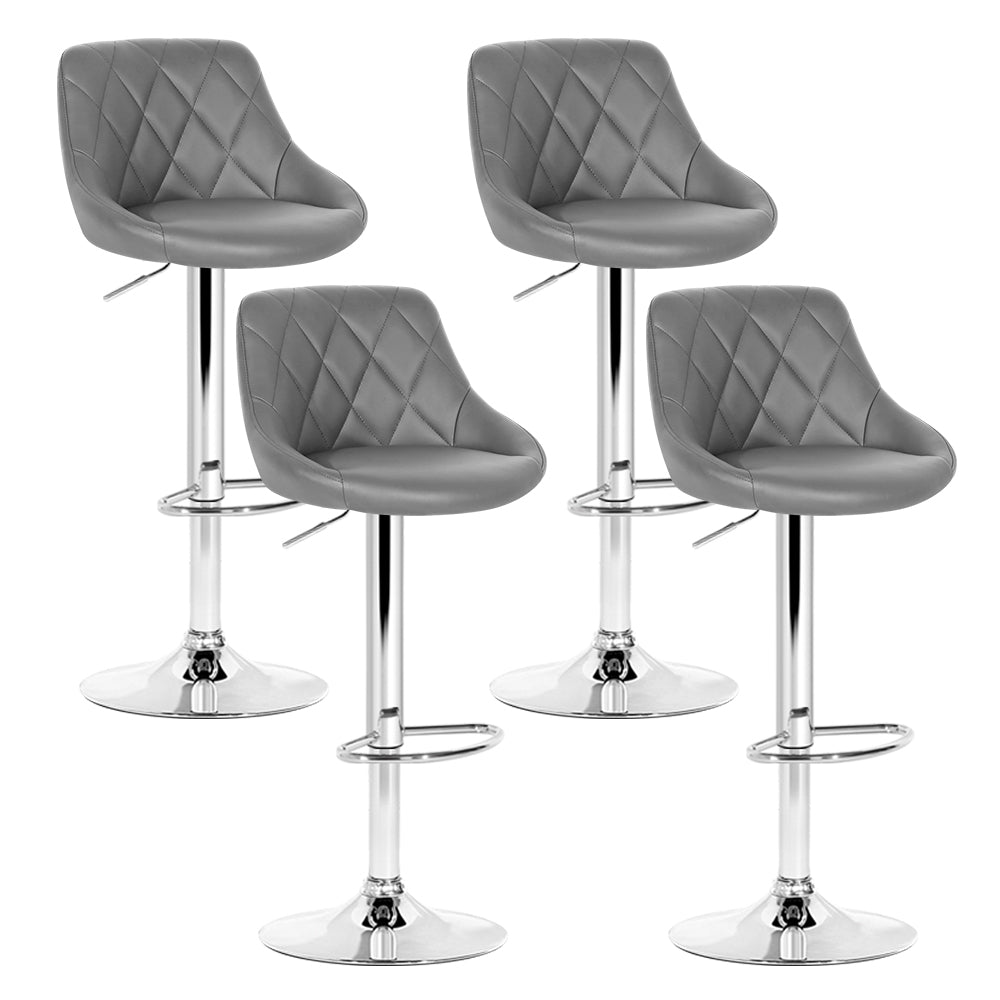 Artiss Set of 4 Bar Stools PU Leather Diamond Style - Grey-Furniture &gt; Bar Stools &amp; Chairs - Peroz Australia - Image - 1