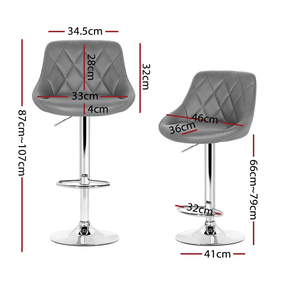 Artiss Set of 4 Bar Stools PU Leather Diamond Style - Grey-Furniture &gt; Bar Stools &amp; Chairs - Peroz Australia - Image - 2