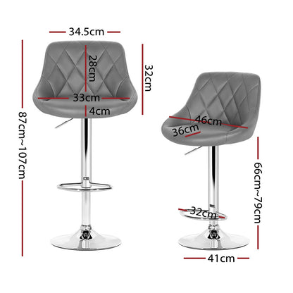 Artiss Set of 4 Bar Stools PU Leather Diamond Style - Grey-Furniture &gt; Bar Stools &amp; Chairs - Peroz Australia - Image - 2