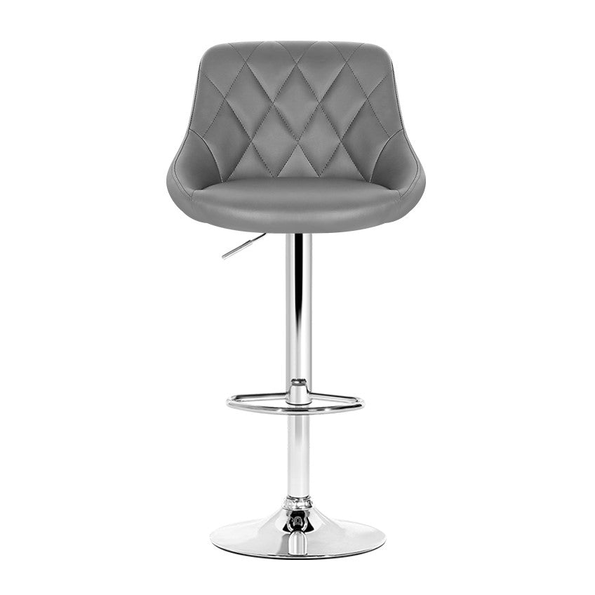 Artiss Set of 4 Bar Stools PU Leather Diamond Style - Grey-Furniture &gt; Bar Stools &amp; Chairs - Peroz Australia - Image - 3