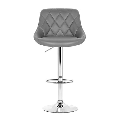 Artiss Set of 4 Bar Stools PU Leather Diamond Style - Grey-Furniture &gt; Bar Stools &amp; Chairs - Peroz Australia - Image - 3