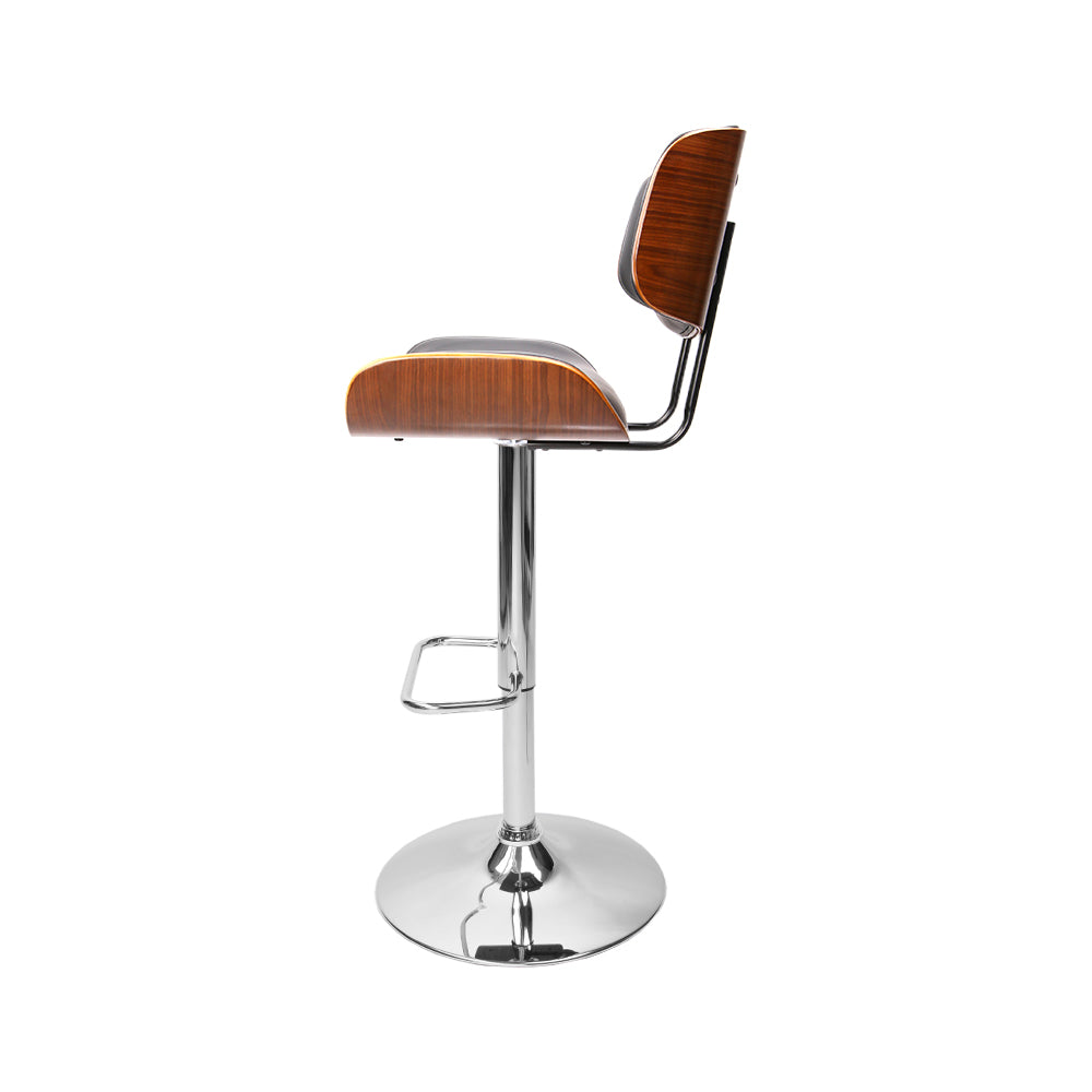 Artiss Set of 2 Wooden Gas Lift Bar Stools - Black and Chrome-Furniture &gt; Bar Stools &amp; Chairs - Peroz Australia - Image - 4