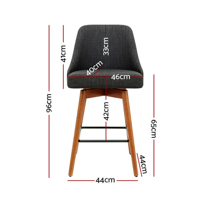 Artiss Set of 4 Wooden Fabric Bar Stools Square Footrest - Charcoal-Furniture &gt; Bar Stools &amp; Chairs - Peroz Australia - Image - 3