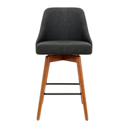 Artiss Set of 4 Wooden Fabric Bar Stools Square Footrest - Charcoal-Furniture &gt; Bar Stools &amp; Chairs - Peroz Australia - Image - 4