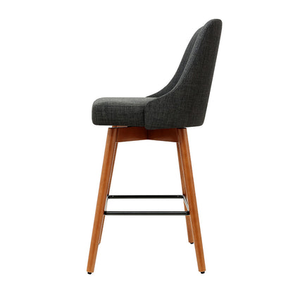 Artiss Set of 4 Wooden Fabric Bar Stools Square Footrest - Charcoal-Furniture &gt; Bar Stools &amp; Chairs - Peroz Australia - Image - 5