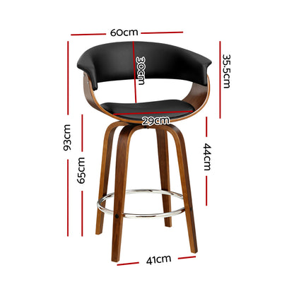 Artiss Swivel PU Leather Bar Stool - Wood and Black-Furniture &gt; Bar Stools &amp; Chairs - Peroz Australia - Image - 3