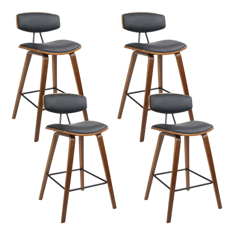 Artiss Set of 4 PU Leather Circular Footrest Bar Stools - Black-Furniture &gt; Bar Stools &amp; Chairs - Peroz Australia - Image - 2