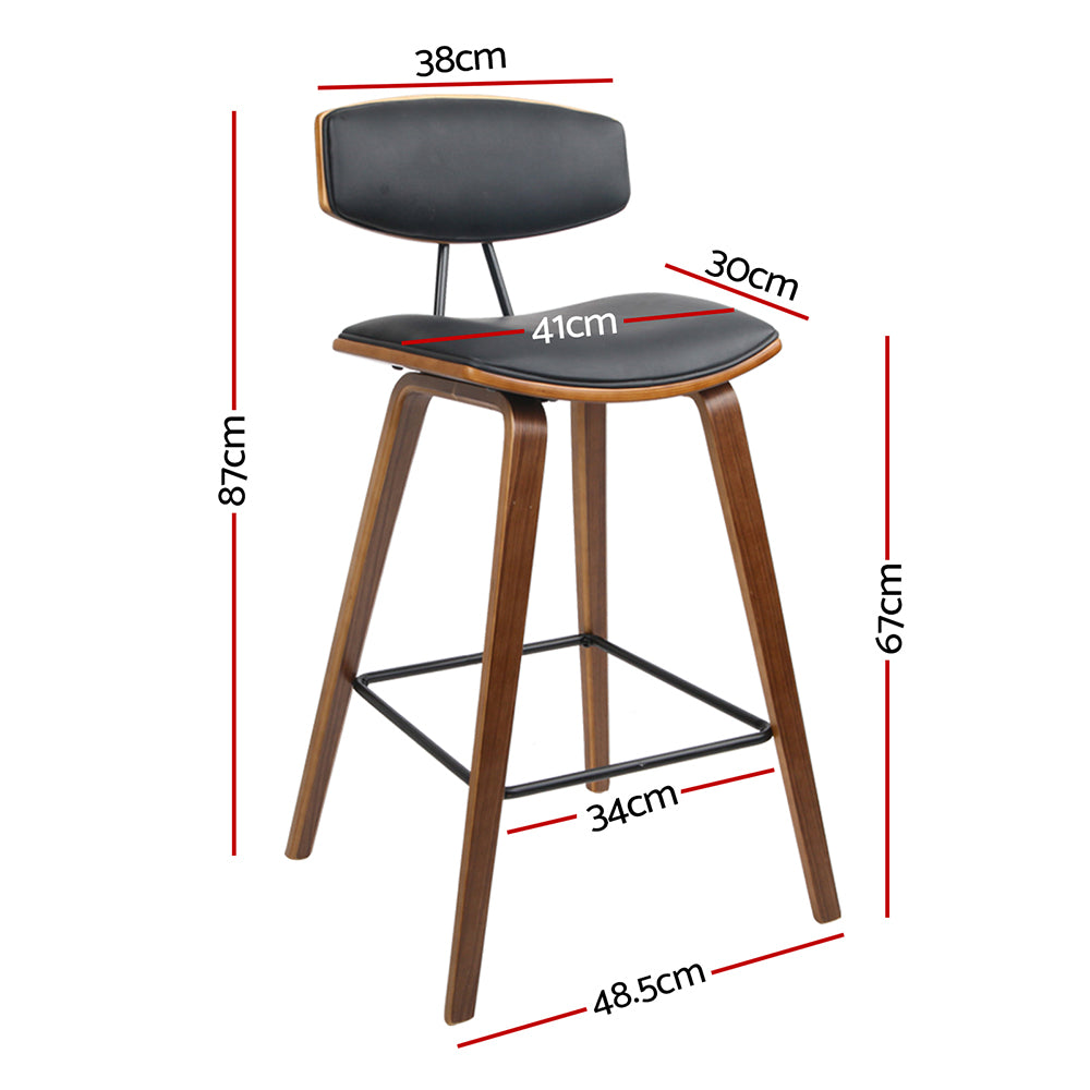 Artiss Set of 4 PU Leather Circular Footrest Bar Stools - Black-Furniture &gt; Bar Stools &amp; Chairs - Peroz Australia - Image - 3