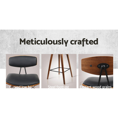 Artiss Set of 4 PU Leather Circular Footrest Bar Stools - Black-Furniture &gt; Bar Stools &amp; Chairs - Peroz Australia - Image - 6