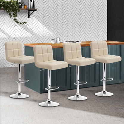 Artiss Set of 4 PU Leather Gas Lift Bar Stools - Beige-Furniture &gt; Bar Stools &amp; Chairs - Peroz Australia - Image - 1