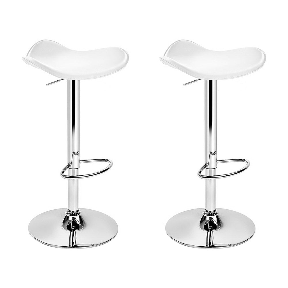 Artiss Set of 2 Gas Lift Bar Stools PU Leather - White and Chrome-Furniture &gt; Bar Stools &amp; Chairs - Peroz Australia - Image - 2