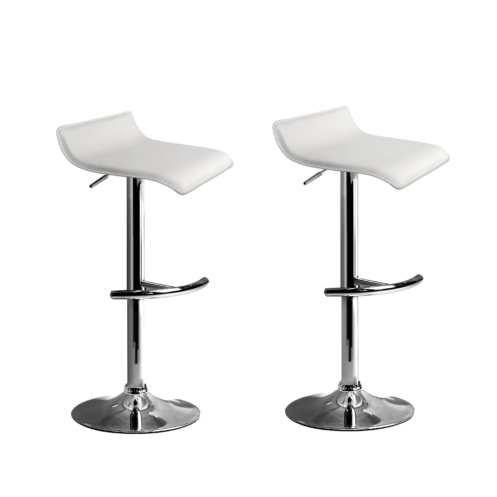 Artiss Set of 2 PU Leather Wave Style Bar Stools - White-Furniture &gt; Bar Stools &amp; Chairs - Peroz Australia - Image - 2