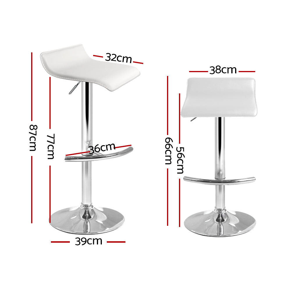 Artiss Set of 2 PU Leather Wave Style Bar Stools - White-Furniture &gt; Bar Stools &amp; Chairs - Peroz Australia - Image - 3