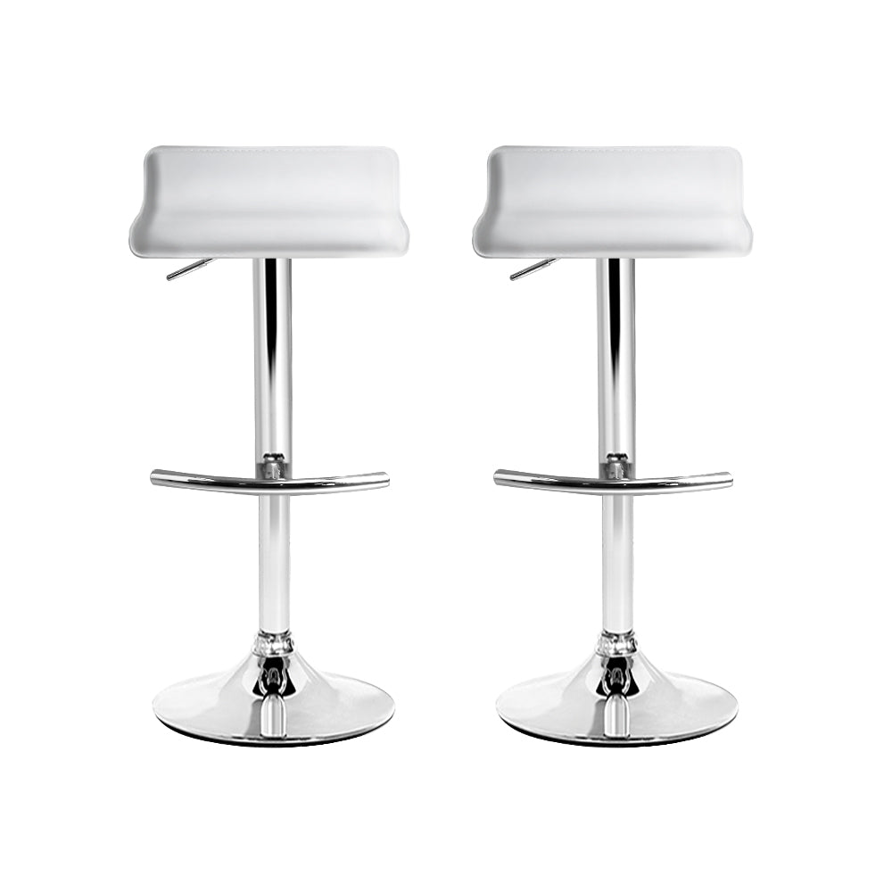 Artiss Set of 2 PU Leather Wave Style Bar Stools - White-Furniture &gt; Bar Stools &amp; Chairs - Peroz Australia - Image - 4