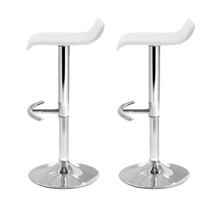 Artiss Set of 2 PU Leather Wave Style Bar Stools - White-Furniture &gt; Bar Stools &amp; Chairs - Peroz Australia - Image - 5