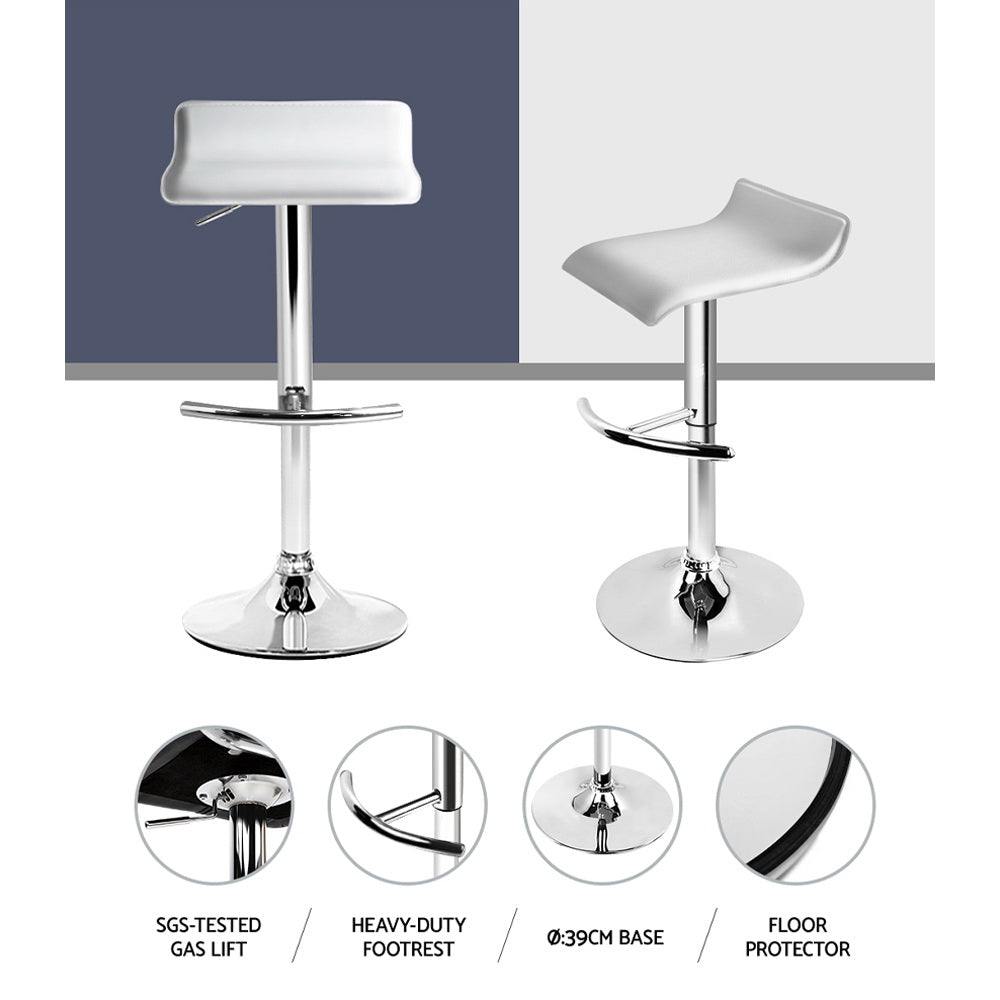 Artiss Set of 2 PU Leather Wave Style Bar Stools - White-Furniture &gt; Bar Stools &amp; Chairs - Peroz Australia - Image - 7