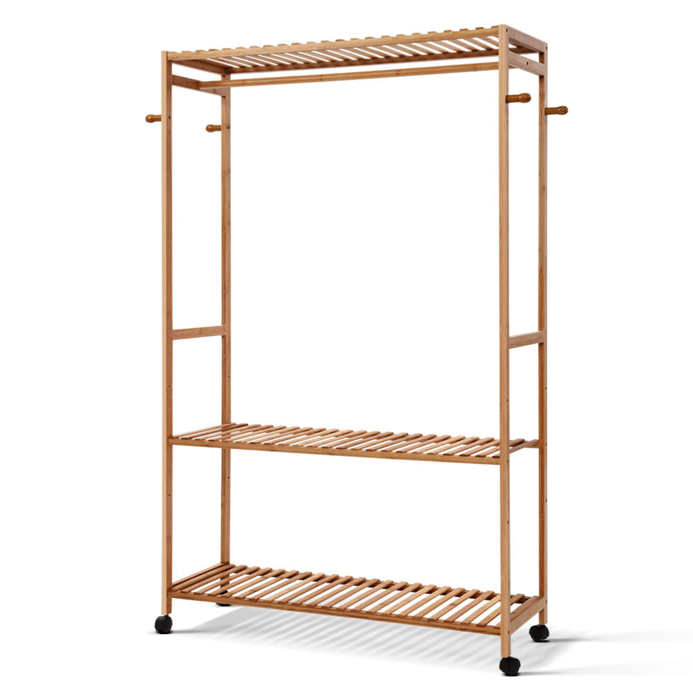 Artiss Bamboo Clothes Rack Coat Stand Garment Hanger Wardrobe Portable Airer-Furniture &gt; Bedroom - Peroz Australia - Image - 1