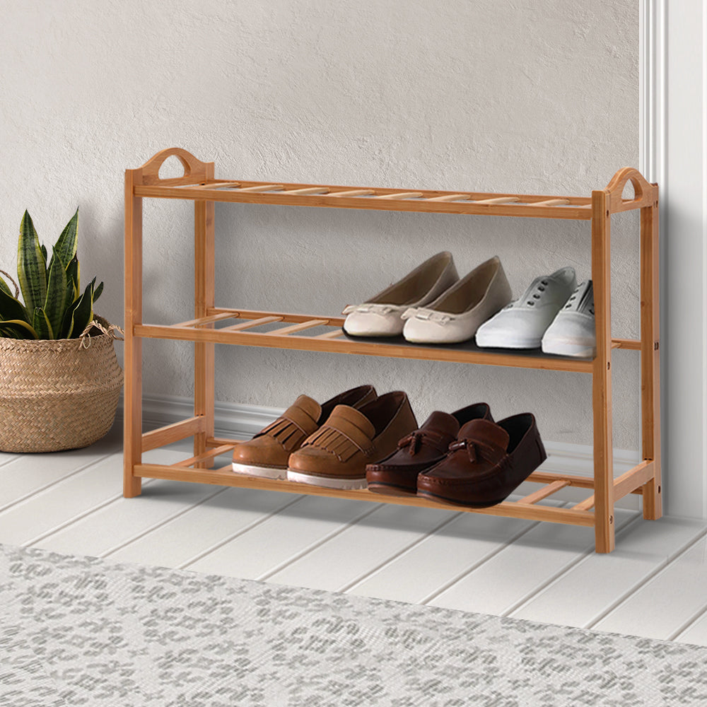 Artiss 3 Tiers Bamboo Shoe Rack Storage Organiser Wooden Shelf Stand Shelves-Furniture &gt; Living Room - Peroz Australia - Image - 1